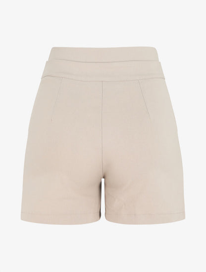 Short ajusté taille haute - Beige - 2