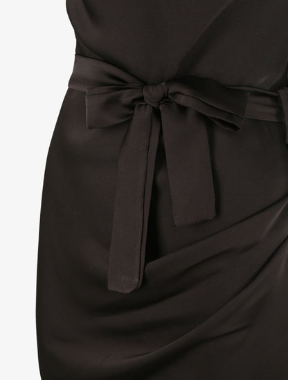 Robe satinée à col bénitier - Noir - 3