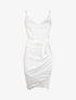 Robe satinée à col bénitier - Blanc - 1