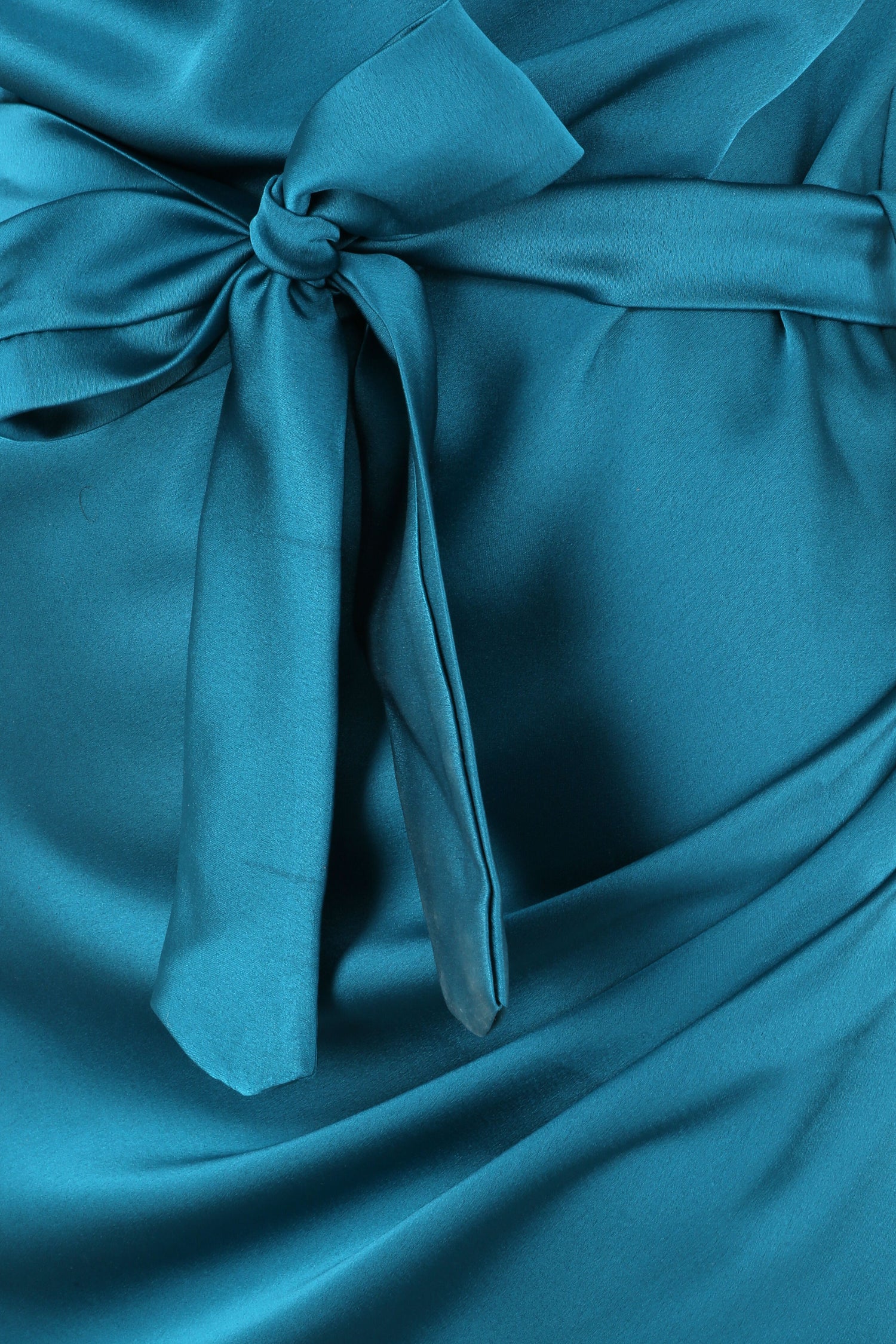 Robe satinée à col bénitier - Bleu canard - 3