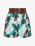 Short à taille haute style corset imprimé tropical - Bleu canard - 1