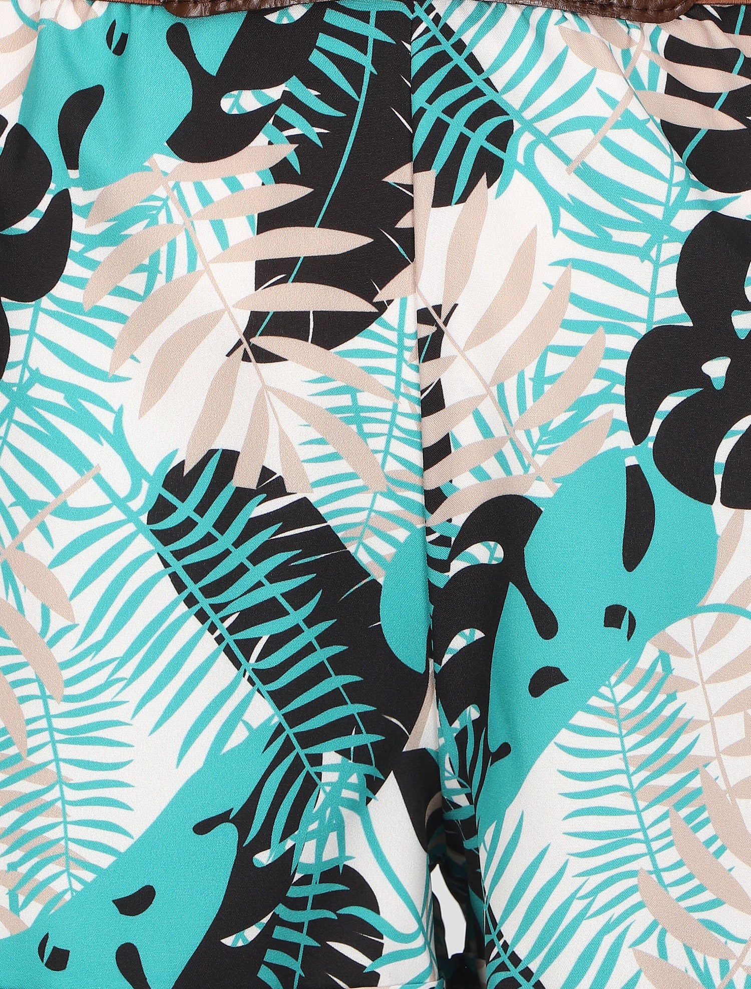Short à taille haute style corset imprimé tropical - Bleu canard - 3