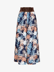Pantalon ample motif tropical - Marine - 5