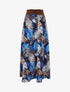 Jupe longue taille haute imprimé feuilles tropicales - Marine - 1