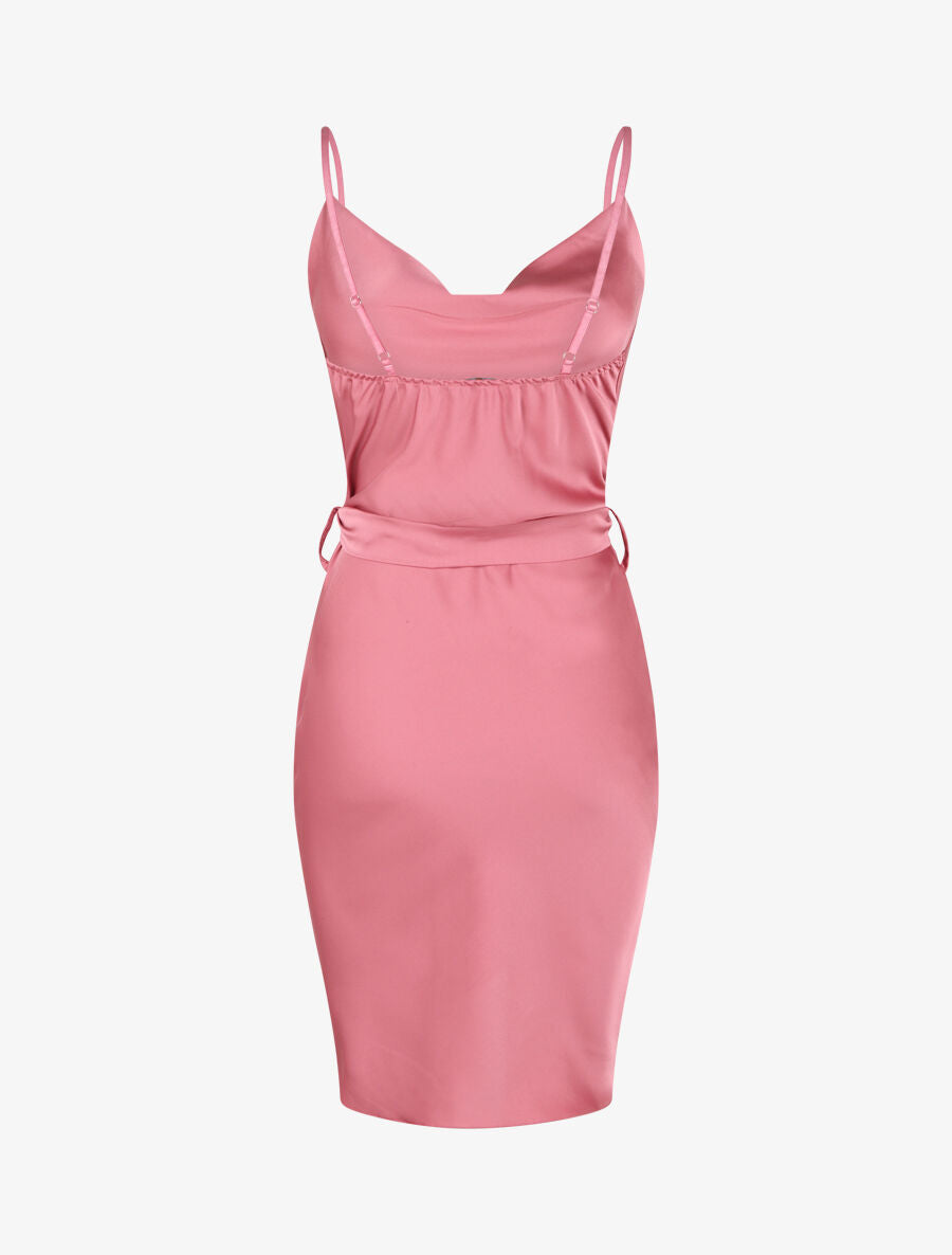 Robe satinée à col bénitier - Vieux rose - 2