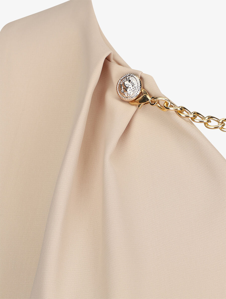 Robe courte sans manches à chaîne - Beige - 3