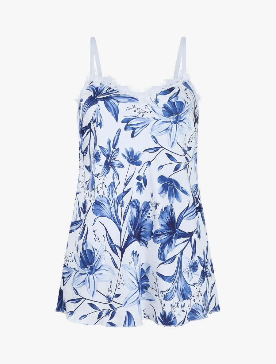 Caraco satiné imprimé grandes fleurs - Blanc - 4