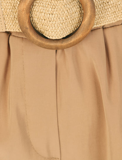 Short à revers uni - Camel - 3