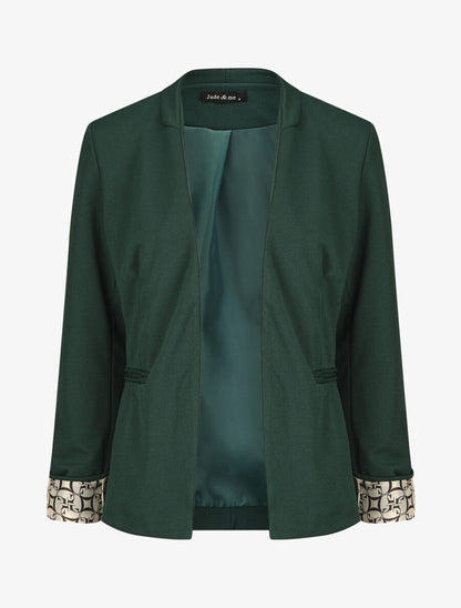 Veste droite à revers graphique - Vert foncé - 5