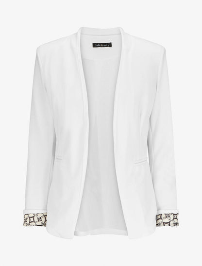 Veste manches à revers imprimé - Blanc - 1