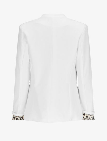 Veste manches à revers imprimé - Blanc - 2