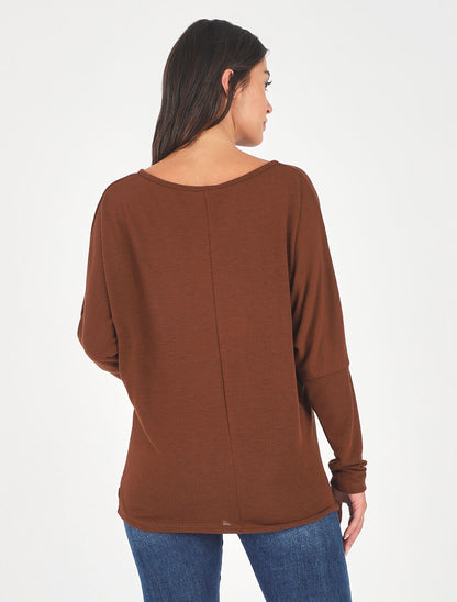 Pull ample à imprimé plumes irisées - Marron - 5