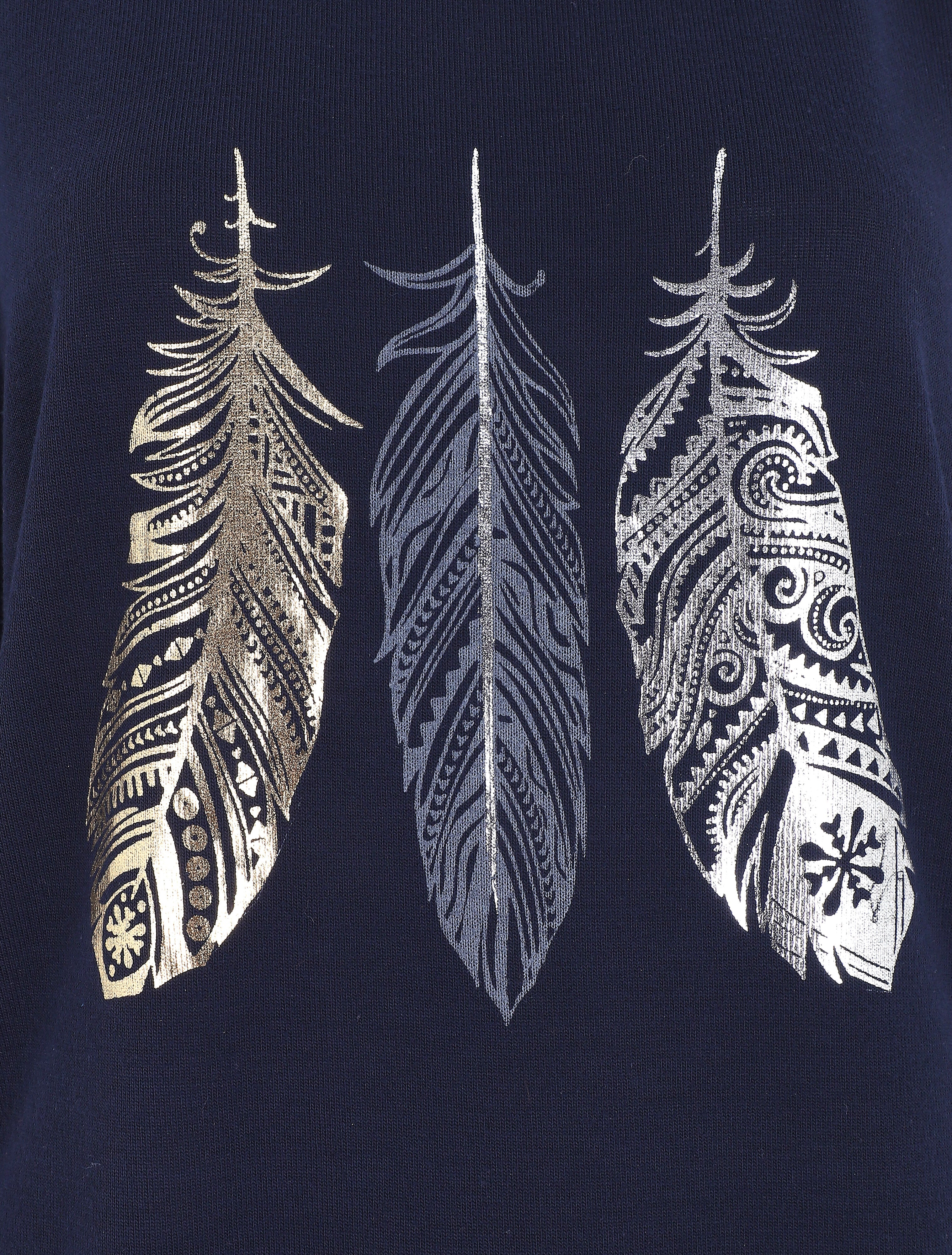 Pull ample à imprimé plumes irisées - Marine - 3