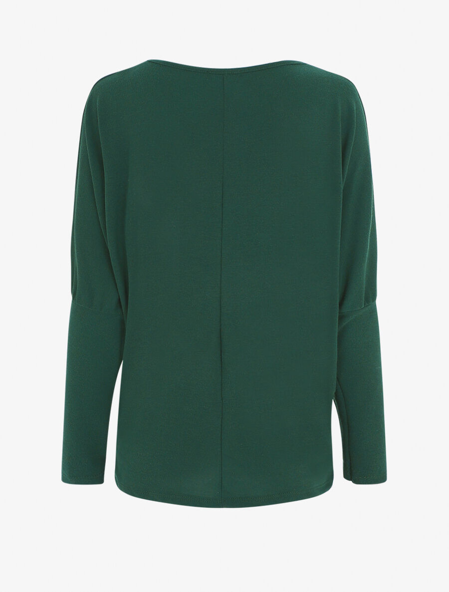 Pull ample à imprimé plumes irisées - Vert sapin - 2