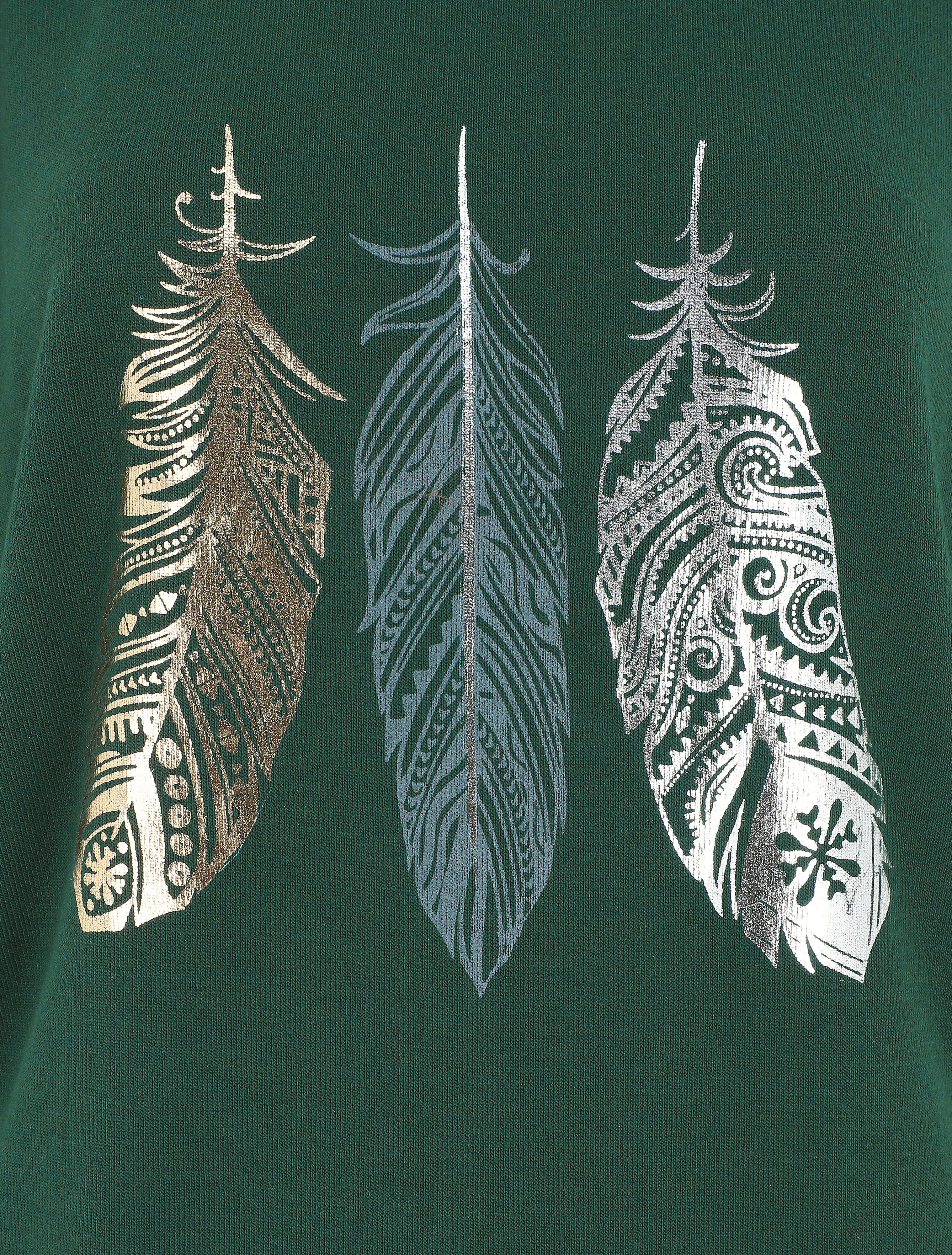 Pull ample à imprimé plumes irisées - Vert sapin - 3