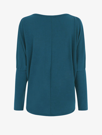 Pull ample à imprimé plumes irisées - Bleu canard - 2