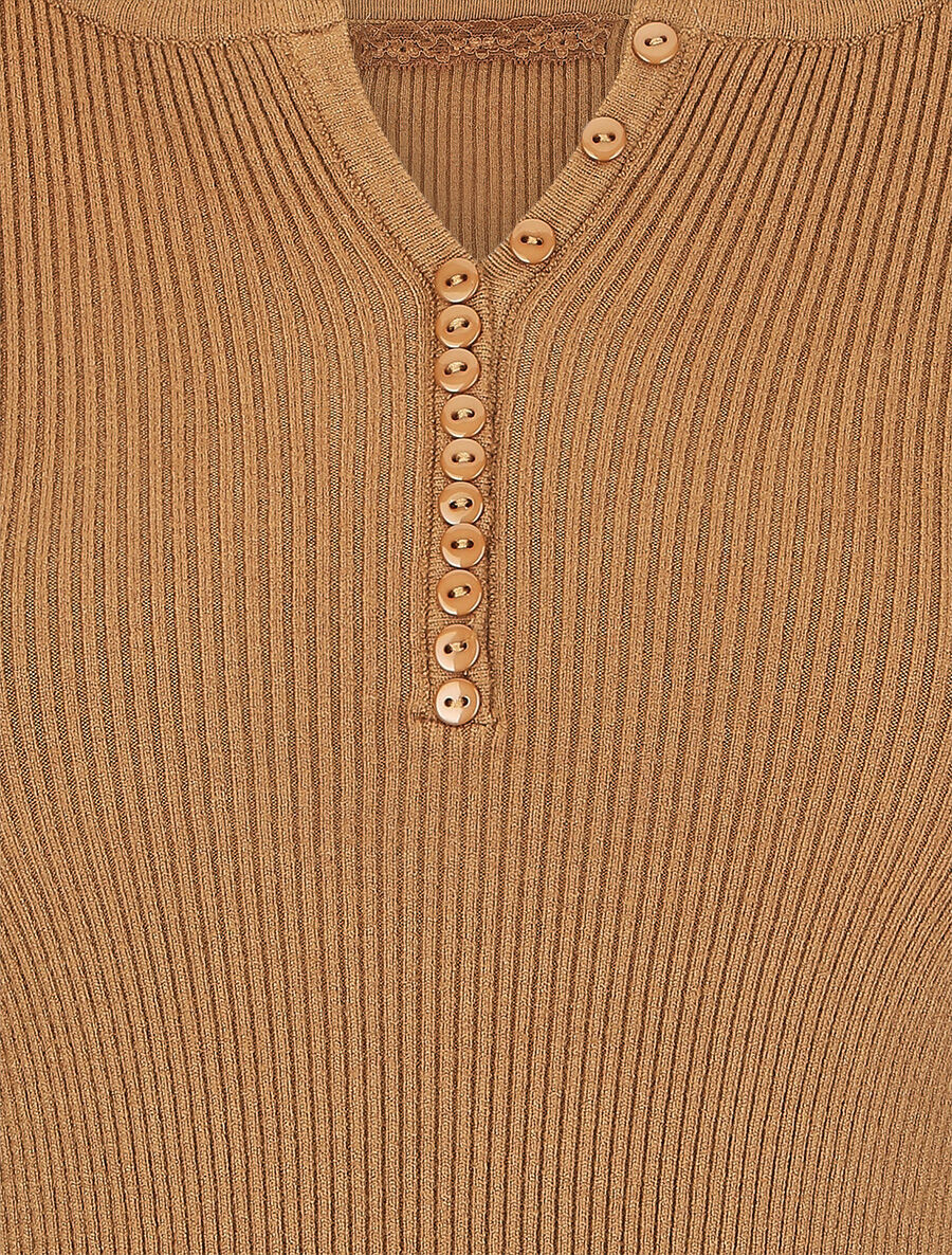 Pull côtelé manches longues - Camel - 3