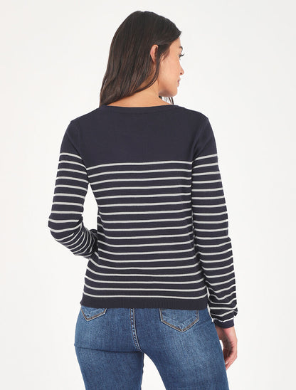 Pull marinière manches longues - Marine - 5