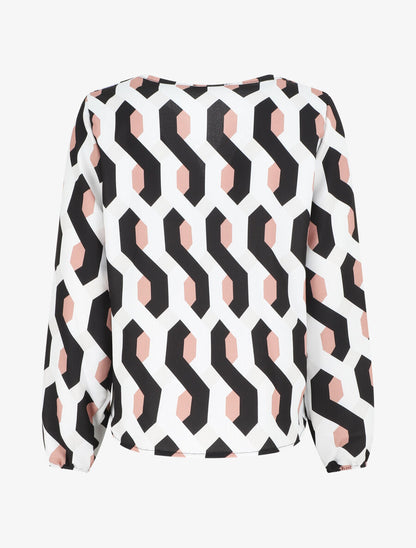 Blouse droite imprimé graphique - Noir - 2