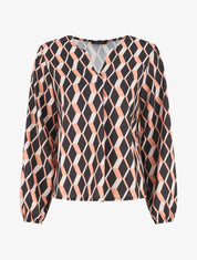 Blouse droite imprimé géométrique - Rose saumon - 5