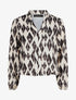 Top droit à manches longues imprimé losanges - Beige - 1