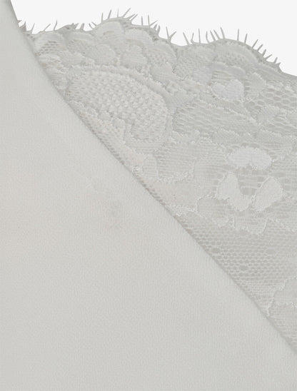 Caraco en voile à col à détail dentelle - Blanc - 3