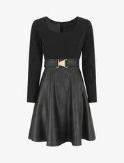 Robe patineuse simili manches longues - Noir - 4