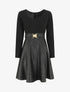 Robe patineuse simili manches longues - Noir - 4