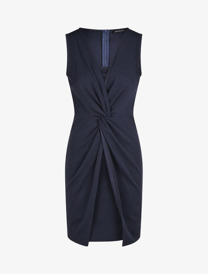 Robe ajustée sans manches à noeud - Marine - 4