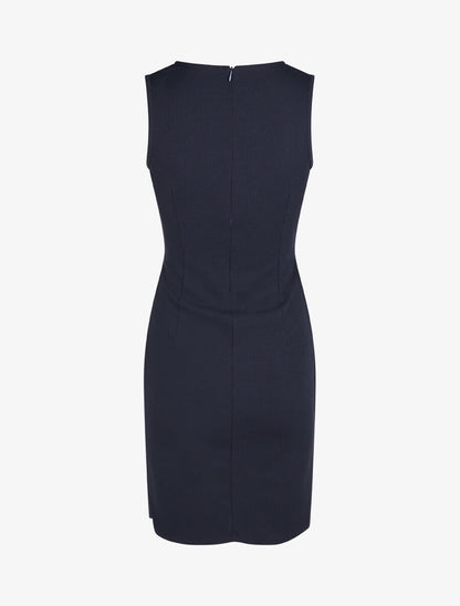Robe ajustée sans manches à noeud - Marine - 2