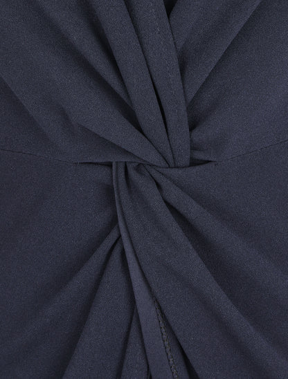 Robe ajustée sans manches à noeud - Marine - 3