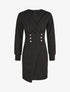 Robe courte ajustée à manches longues - Noir - 1