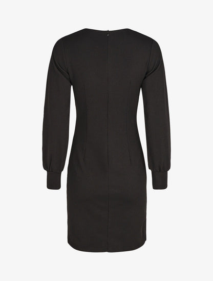 Robe courte ajustée à manches longues - Noir - 2