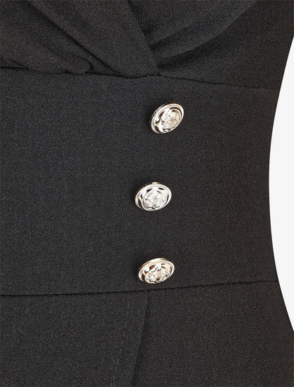 Robe courte ajustée à manches longues - Noir - 3