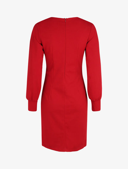 Robe courte ajustée à manches longues - Rouge - 2
