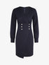 Robe courte ajustée à manches longues - Marine - 6