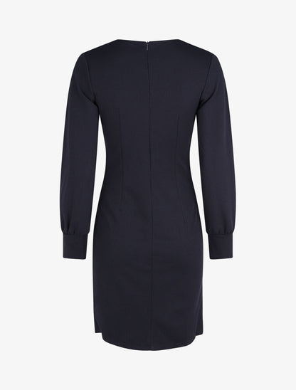 Robe courte ajustée à manches longues - Marine - 2