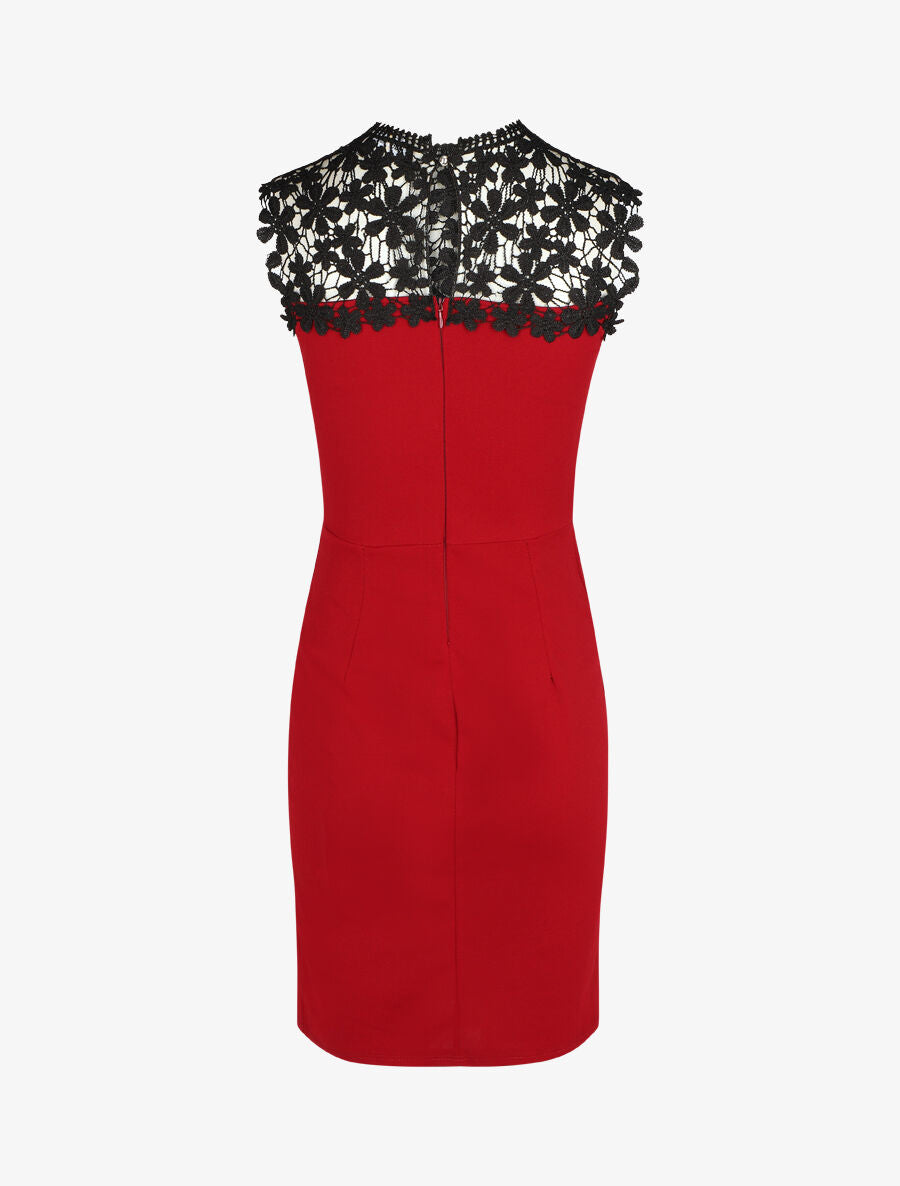 Robe ajustée sans manches col crochet - Bordeaux - 3