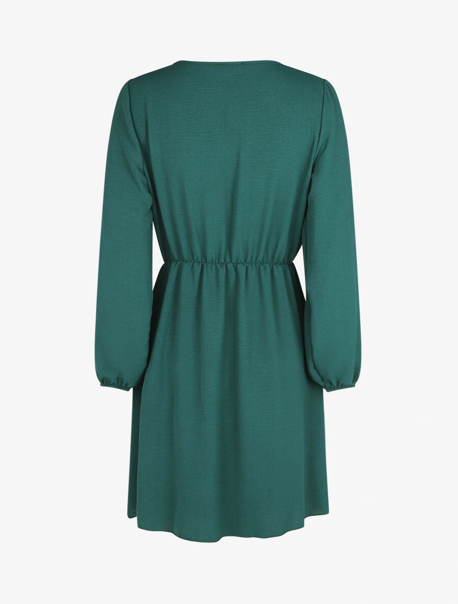 Robe courte évasée col à dentelle - Vert sapin - 2