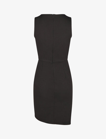 Robe courte drapée sans manches - Noir - 2