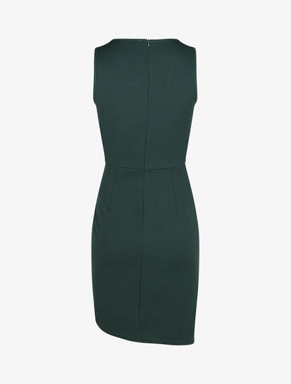 Robe courte drapée sans manches - Vert sapin - 2