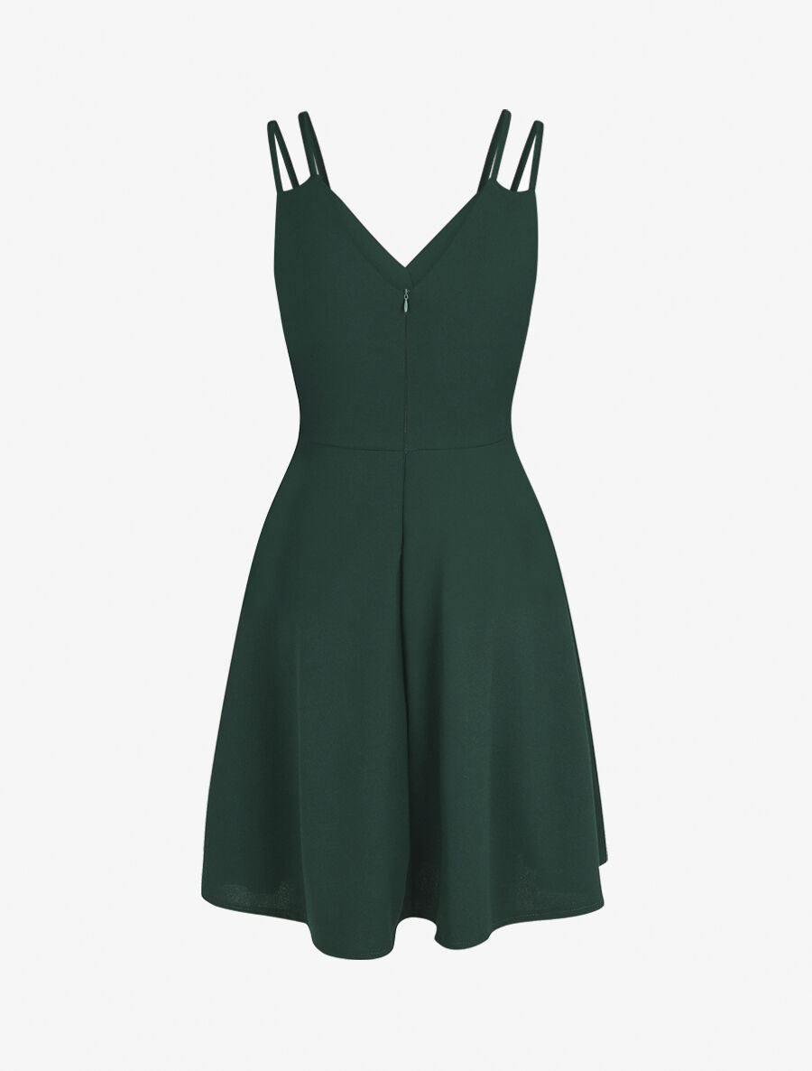 Robe droite à empiècement métal - Vert sapin - 2