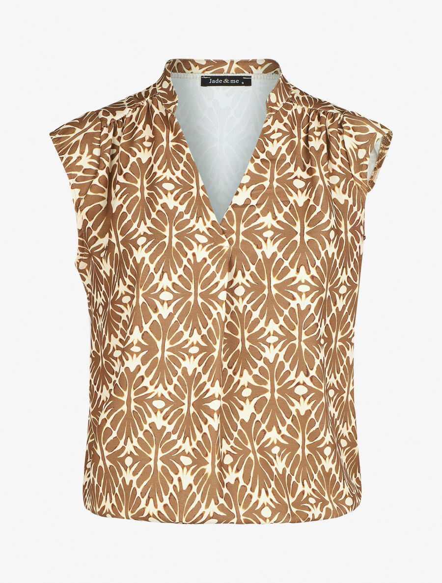 Top sans manches imprimé mosaïque - Marron - 6