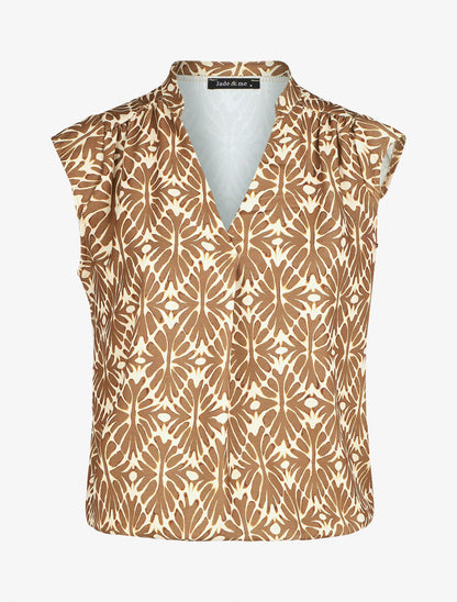 Top sans manches imprimé mosaïque - Marron - 6