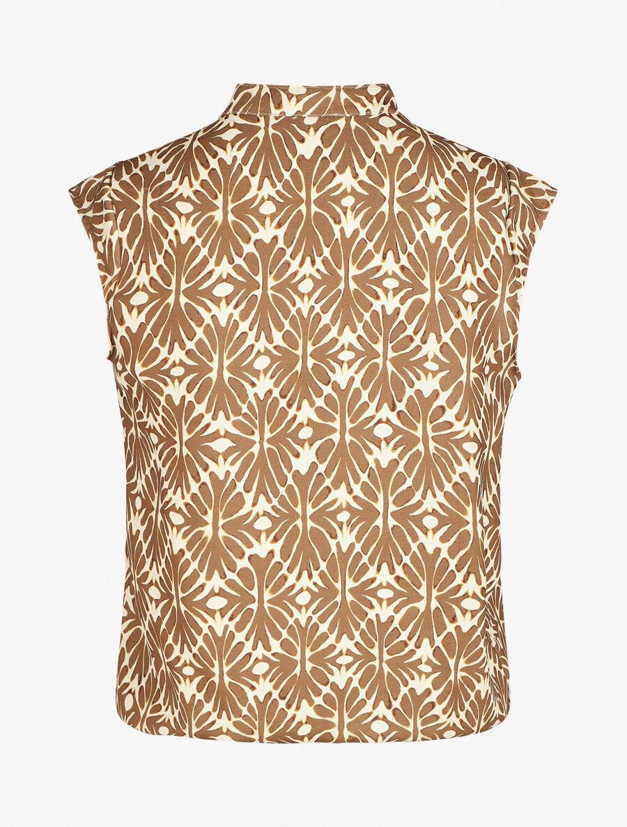 Top sans manches imprimé mosaïque - Marron - 2