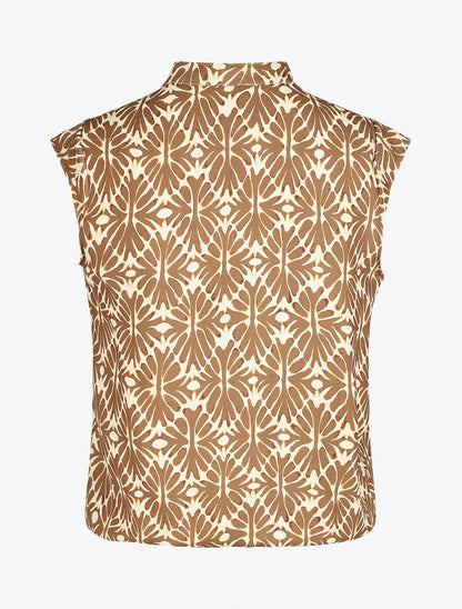 Top sans manches imprimé mosaïque - Marron - 2