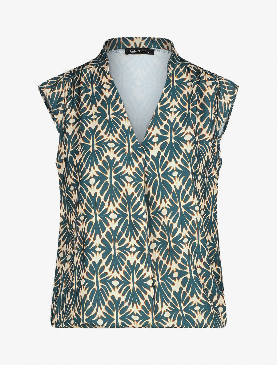 Top sans manches imprimé mosaïque - Bleu canard - 7