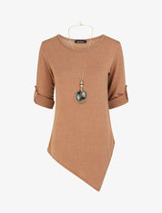 Pull droit asymétrique - Camel - 6
