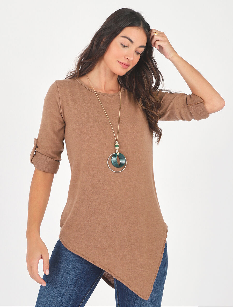 Pull droit asymétrique - Camel - 4