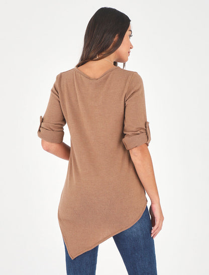 Pull droit asymétrique - Camel - 5